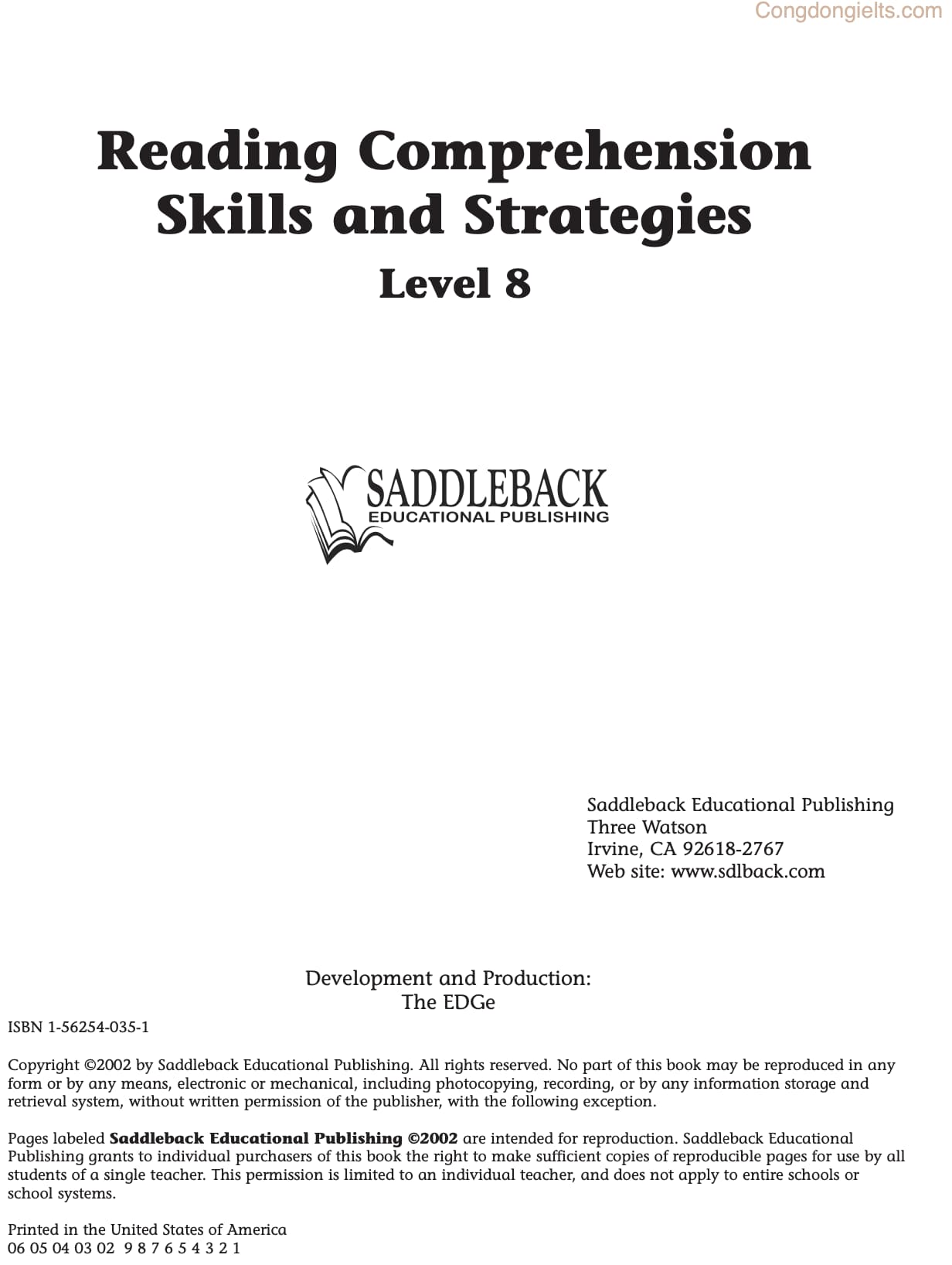Download Reading Comprehension Skills and strategies level 8 PDF Full